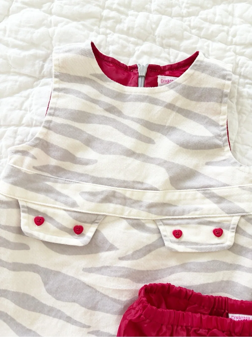 12-18m • Gymboree Cream Zebra Print Dress with Red Bloomers